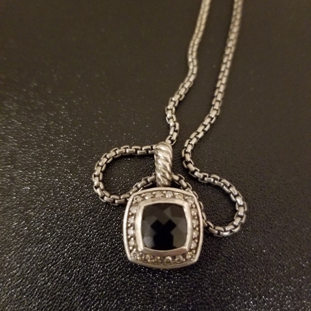 David Yurman Petite Black Onyx w/ Diamond Necklace